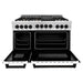 ZLINE Kitchen Appliance Packages ZLINE Autograph Package - 48 In. Dual Fuel Range, Range Hood, Refrigerator with Water and Ice Dispenser, Dishwasher in Stainless Steel with Matte Black Accents, 4AKPR-RAWMRHDWM48-MB