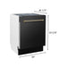 ZLINE Autograph Package - 48 In. Dual Fuel Range, Range Hood, Refrigerator with Water and Ice Dispenser, Microwave and Dishwasher in Black Stainless Steel with Bronze Accents