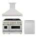 ZLINE Autograph Package - 48 In. Dual Fuel Range with Gold Accent, Range Hood, Dishwasher in Stainless Steel, 3AKP-RARHDWM48-G