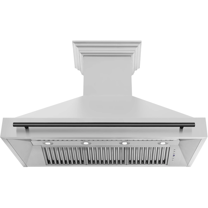 ZLINE Autograph Package - 48 In. Dual Range Range and Range Hood in Stainless Steel with Matte Black Accents, 2AKPR-RARH48-MB