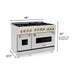 ZLINE Autograph Package - 48 In. Gas Range and Range Hood in DuraSnow® Stainless Steel with Gold Accents, 2AKPR-RGSRH48-G