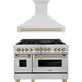 ZLINE Autograph Package - 48 In. Gas Range and Range Hood in Stainless Steel with Champagne Bronze Accents, 2AKPR-RGRH48-CB