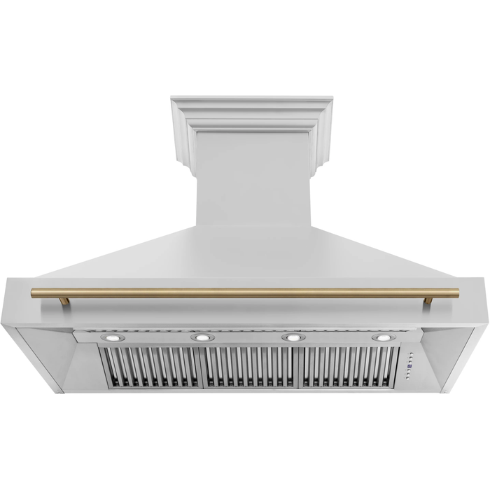 ZLINE Autograph Package - 48 In. Gas Range and Range Hood in Stainless Steel with Champagne Bronze Accents, 2AKPR-RGRH48-CB