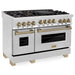 ZLINE Autograph Package - 48 In. Gas Range and Range Hood in Stainless Steel with Champagne Bronze Accents, 2AKPR-RGRH48-CB