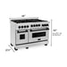 ZLINE Autograph Package - 48 In. Gas Range and Range Hood in Stainless Steel with Matte Black Accents, 2AKPR-RGRH48-MB