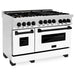ZLINE Kitchen Appliance Packages ZLINE Autograph Package - 48 In. Gas Range and Range Hood with White Matte Door and Matte Black Accents, 2AKPR-RGWMRH48-MB