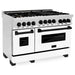 ZLINE Autograph Package - 48 In. Gas Range and Range Hood with White Matte Door and Matte Black Accents, 2AKPR-RGWMRH48-MB