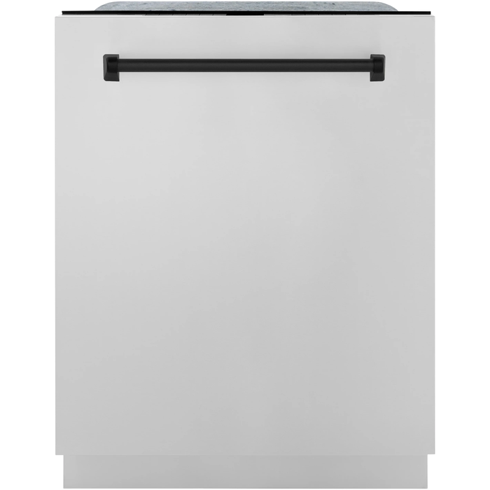 ZLINE Kitchen Appliance Packages ZLINE Autograph Package - 48 in. Gas Range, Range Hood, 3 Rack Dishwasher, Refrigerator with Matte Black Accents - 4AKPR-RGRHDWM48-MB