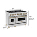 ZLINE Kitchen Appliance Packages ZLINE Autograph Package - 48 In. Gas Range, Range Hood and Dishwasher in Stainless Steel with Champagne Bronze Accents, 3AKPR-RGRH48-CB