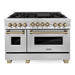 ZLINE Autograph Package - 48 In. Gas Range, Range Hood and Dishwasher in Stainless Steel with Champagne Bronze Accents, 3AKPR-RGRH48-CB