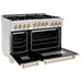 ZLINE Kitchen Appliance Packages ZLINE Autograph Package - 48 In. Gas Range, Range Hood and Dishwasher in Stainless Steel with Gold Accents, 3AKPR-RGRH48-G