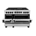 ZLINE Kitchen Appliance Packages ZLINE Autograph Package - 48 In. Gas Range, Range Hood and Dishwasher in Stainless Steel with Matte Black Accents, 3AKPR-RGRH48-MB