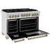 ZLINE Autograph Package - 48 In. Gas Range, Range Hood and Dishwasher with Champagne Bronze Accents, 3AKPR-RGSRHDWM48-CB