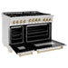 ZLINE Autograph Package - 48 In. Gas Range, Range Hood and Dishwasher with Gold Accents, 3AKPR-RGSRHDWM48-G