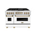 ZLINE Kitchen Appliance Packages ZLINE Autograph Package - 48 In. Gas Range, Range Hood, and Dishwasher with White Matte Door and Bronze Accents, 3AKPR-RGSWMRHDWM48-CB