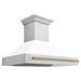 ZLINE Autograph Package - 48 In. Gas Range, Range Hood, and Dishwasher with White Matte Door and Bronze Accents, 3AKPR-RGSWMRHDWM48-CB