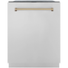 ZLINE Autograph Package - 48 in. Gas Range, Range Hood, Dishwasher, Refrigerator with Water and Ice Dispenser with Champagne Bronze Accents - 4KAPR-RGRHDWM48-CB