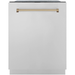 ZLINE Kitchen Appliance Packages ZLINE Autograph Package - 48 in. Gas Range, Range Hood, Dishwasher, Refrigerator with Water and Ice Dispenser with Champagne Bronze Accents - 4KAPR-RGRHDWM48-CB