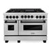 ZLINE Autograph Package - 48 In. Gas Range, Range Hood in Stainless Steel with Matte Black Accents, 2AKP-RGRH48-MB