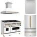 ZLINE Autograph Package - 48 In. Gas Range, Range Hood, Refrigerator, Dishwasher with Champagne Bronze Accents, 4KAPR-RGWMRHDWM48-CB