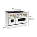 ZLINE Autograph Package - 48 In. Gas Range, Range Hood, Refrigerator, Dishwasher with Gold Accents, 4KAPR-RGWMRHDWM48-G