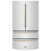 ZLINE Kitchen Appliance Packages ZLINE Autograph Package - 48 In. Gas Range, Range Hood, Refrigerator, Dishwasher with Gold Accents, 4KAPR-RGWMRHDWM48-G