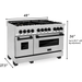ZLINE Kitchen Appliance Packages ZLINE Autograph Package - 48 In. Gas Range, Range Hood, Refrigerator with Ice and Water Dispenser, and Dishwasher in Stainless Steel with Matte Black Accents, 4KAPR-RGRHDWM48-MB