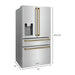 ZLINE Kitchen Appliance Packages ZLINE Autograph Package - 48 In. Gas Range, Range Hood, Refrigerator with Water and Ice Dispenser, Dishwasher in Stainless Steel with Champagne Bronze Accents, 4AKPR-RGWMRHDWM48-CB