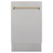 ZLINE Autograph Series 18 In. Dishwasher in DuraSnow® Stainless Steel with Champagne Bronze Handle, DWVZ-SN-18-CB