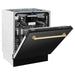 ZLINE Autograph Series 24 inch Tall Dishwasher In Black Stainless Steel with Gold Handle DWVZ-BS-24-G