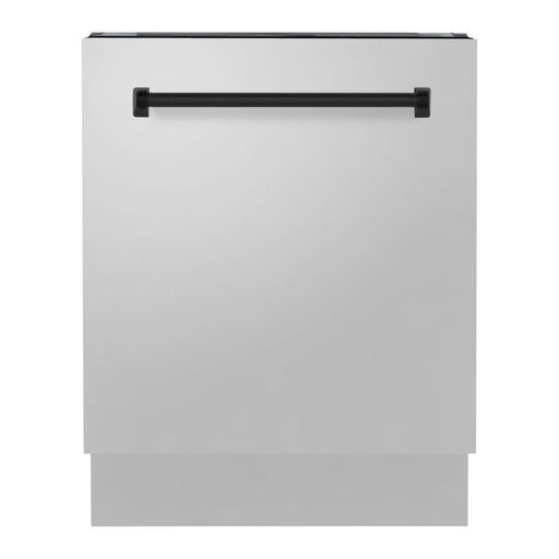 ZLINE Autograph Series 24 inch Tall Dishwasher In Stainless Steel with Matte Black Handle DWVZ-304-24-MB