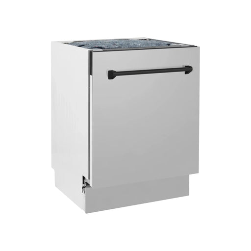 ZLINE Autograph Series 24 inch Tall Dishwasher In Stainless Steel with Matte Black Handle DWVZ-304-24-MB