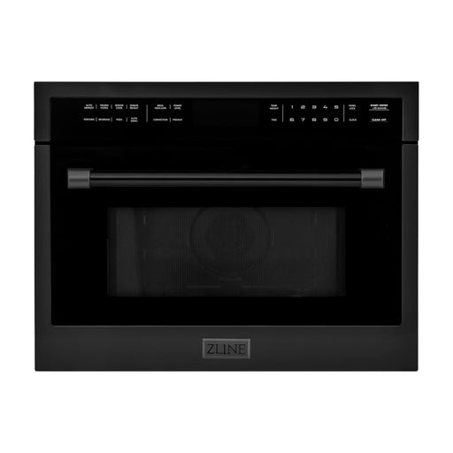 ZLINE Black Stainless Steel 24 in. Built-in Convection Microwave Oven and 30 in. Single Wall Oven with Self Clean Kitchen Appliance Package 2KP-MW24-AWS30BS