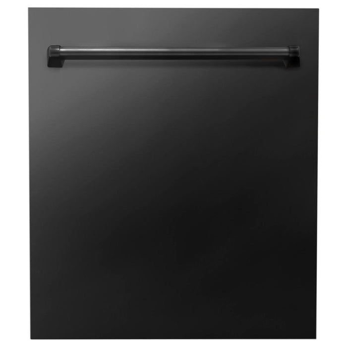 ZLINE Kitchen Appliance Packages ZLINE Black Stainless Steel 48 Range, 48 Range Hood, Microwave Drawer and Dishwasher Appliance Package