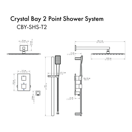 ZLINE Crystal Bay Thermostatic Shower System In Chrome CBY-SHS-T2-CH