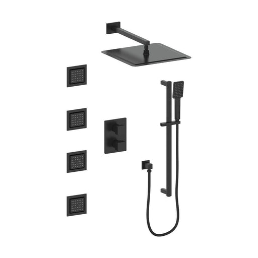 ZLINE Crystal Bay Thermostatic Shower System In Matte Black CBY-SHS-T3-MB