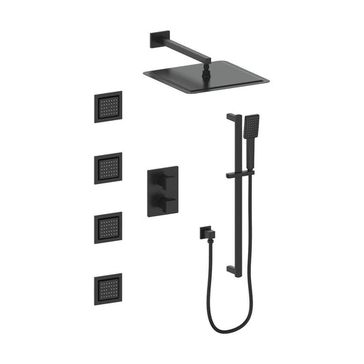 ZLINE Shower Sets ZLINE Crystal Bay Thermostatic Shower System In Matte Black CBY-SHS-T3-MB