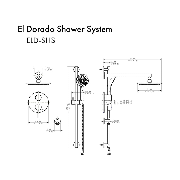 ZLINE El Dorado Shower System in Polished Gold ELD-SHS-PG