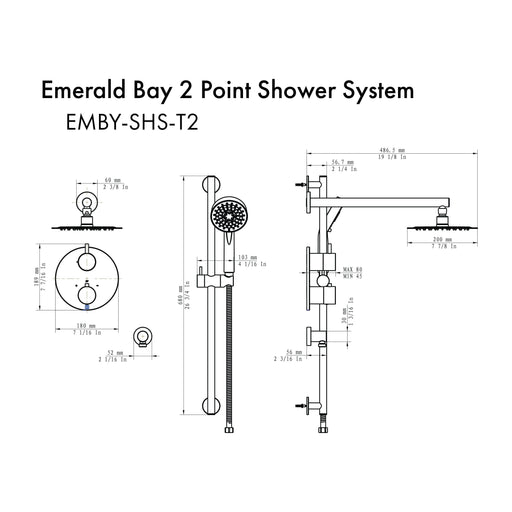 ZLINE Emerald Bay Thermostatic Shower System In Chrome EMBY-SHS-T3-CH