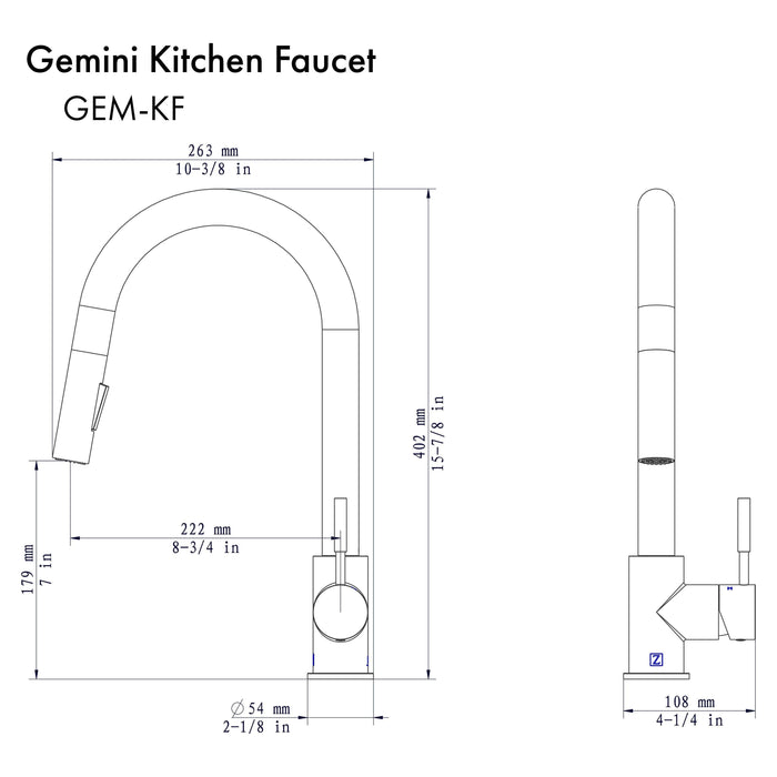 ZLINE Gemini Kitchen Faucet, GEM-KF-CH