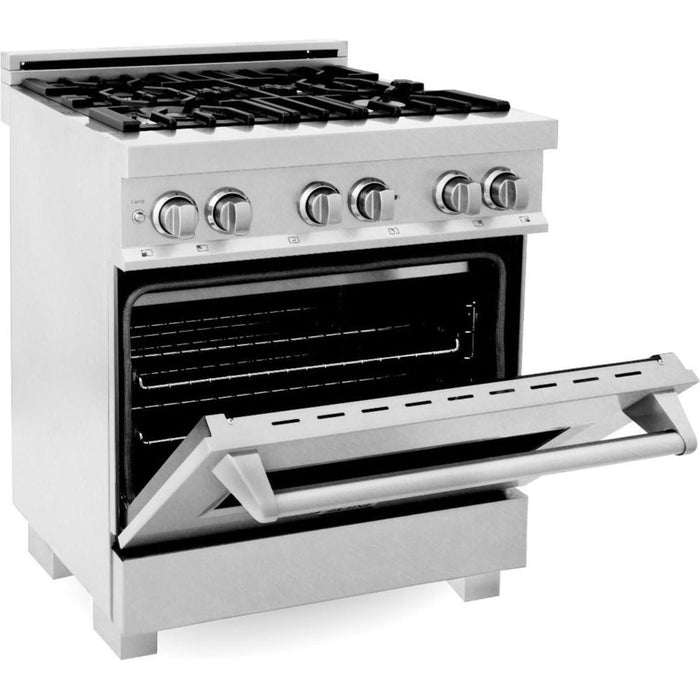 ZLINE Kitchen and Bath 30 in. Professional Dual Fuel Range with Gas Burner and Electric Oven In DuraSnow Stainless RAS-SN-30