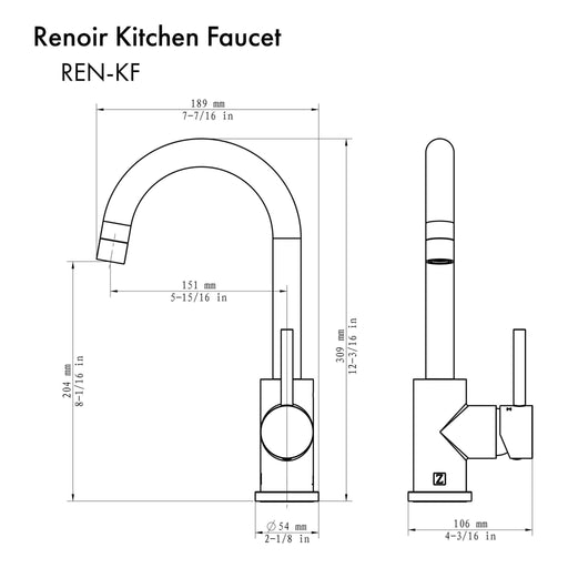 ZLINE Renoir Kitchen Faucet in Polished Gold, REN-KF-PG