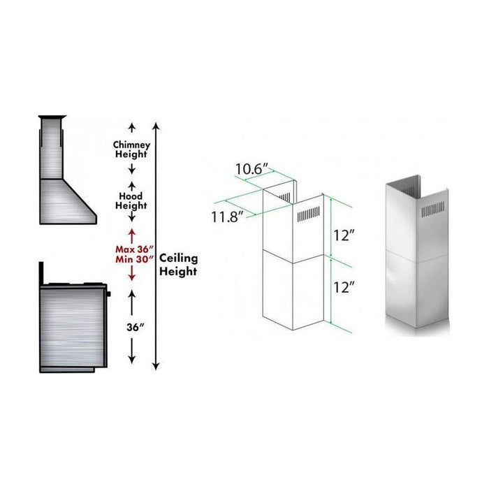 ZLINE Short Kit for 8ft. Ceilings-Outdoor Wall (SK-597-304)