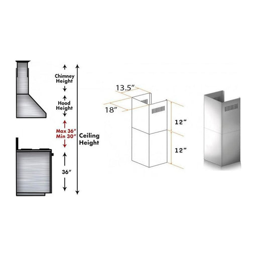 ZLINE Range Hood Accessories ZLINE Short Kit for 8ft. Ceilings-Outdoor Wall (SK-687-304)