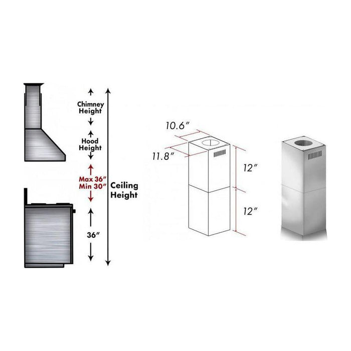 ZLINE Short Kit for Ceilings Under 8 feet ISLAND (SK-GL1i/GL2i/KE2i/KL3i)