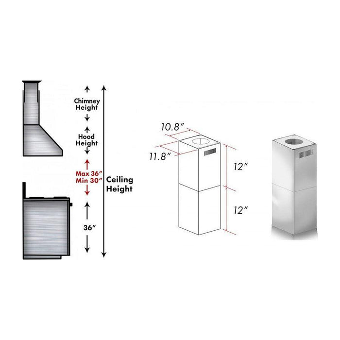 ZLINE Short Kit for Ceilings Under 8 feet ISLAND (SK-GL9i)