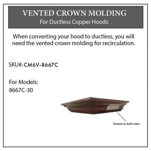 ZLINE Range Hood Accessories ZLINE Vented Crown Molding for Designer Range Hoods w/Recirculating Option, CM6V-8667C