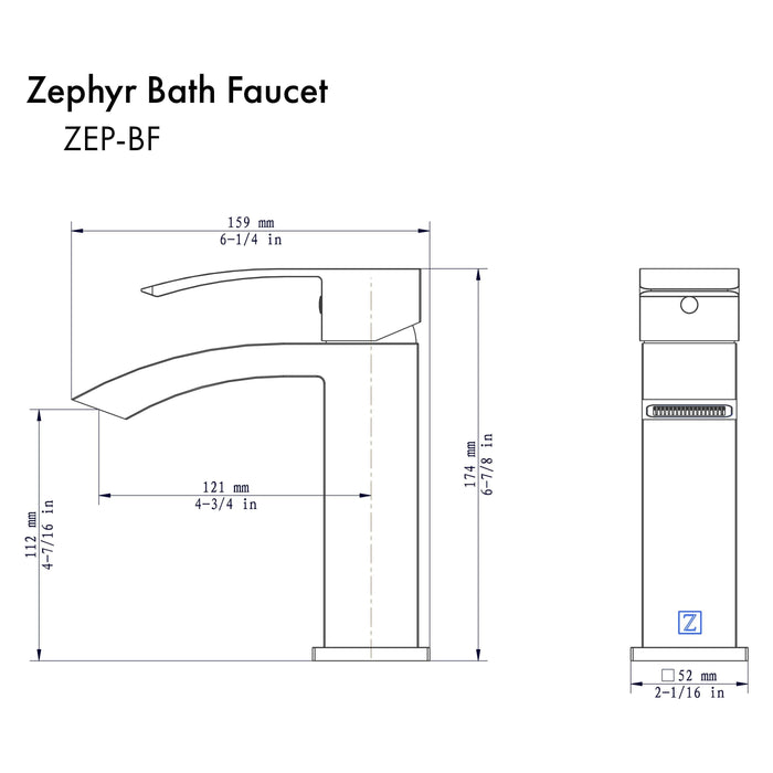 ZLINE Zephyr Bath Faucet in Chrome, ZEP-BF-CH