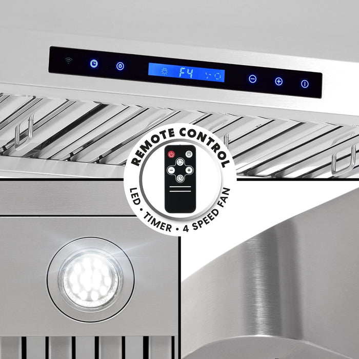 Cosmo 30" Ducted Under Cabinet Range Hood in Stainless Steel with Touch Display, LED Lighting and Permanent Filters COS-QS75