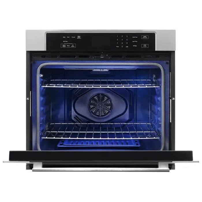 Cosmo 4 Piece, 36" Electric Cooktop 30" Wall Oven 24.4" Microwave & Refrigerator COS-4PKG-141